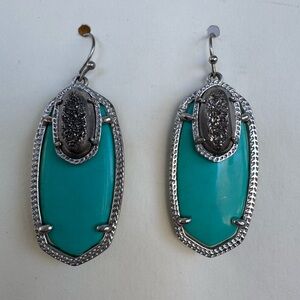 Kendra Scott Emmy Turquoise & Silver Drusy Earrings